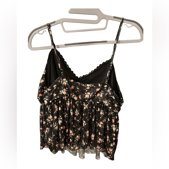 Mesh Floral Cami with V-neckline featuring lace trim - Picture 6 of 9